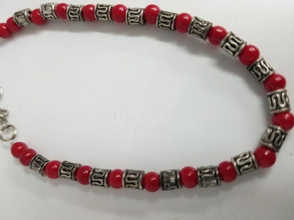 Red Bead Charm Bracelet