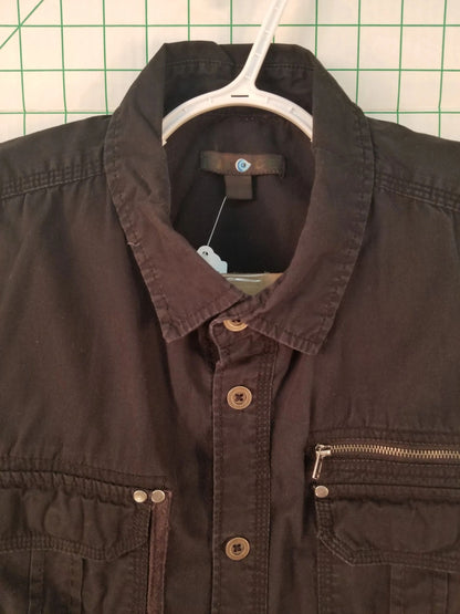 Twice Black Button Down with Zip Pocket