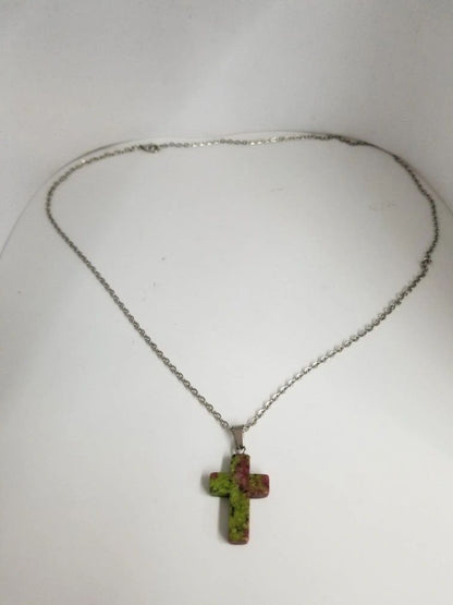 Cut Quartz Crucifix Necklace