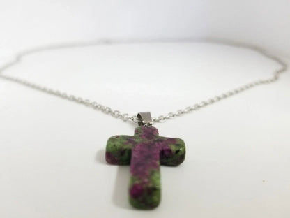 Cut Quartz Crucifix Necklace