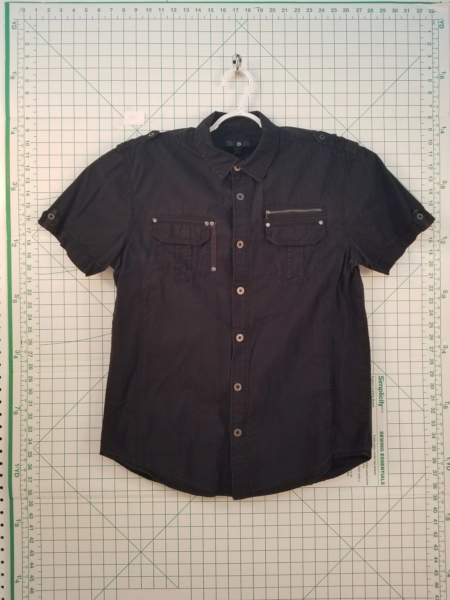 Twice Black Button Down with Zip Pocket