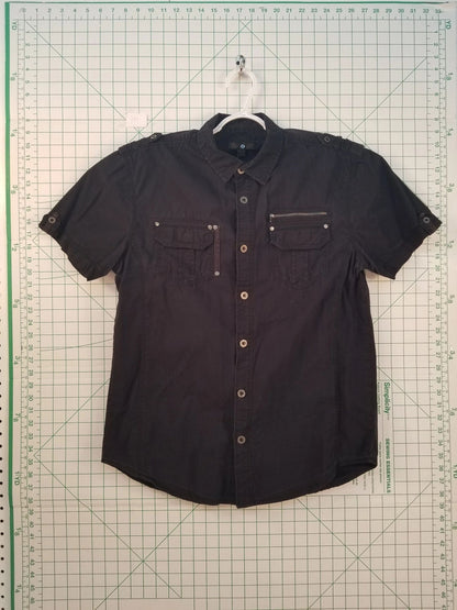 Twice Black Button Down with Zip Pocket