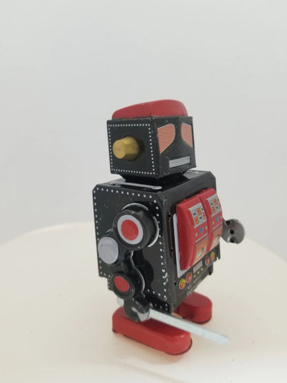 Tin Black/Red Robot w/ Sword Wind-up Collector's Toy