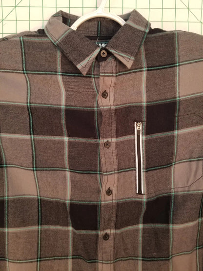 Hawk Black and Grey Checker Print Button Down