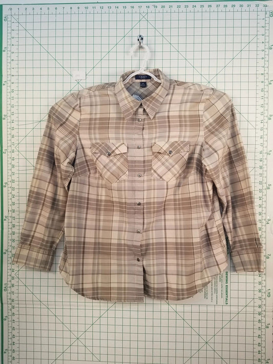 Chaps Brown Plaid Long Sleeve Button Up