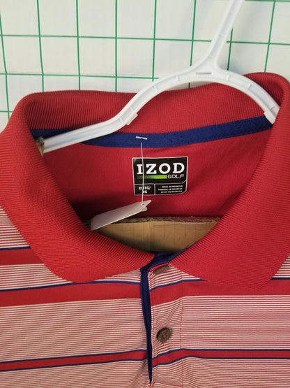 IZOD Athletic Red Striped Polo XL