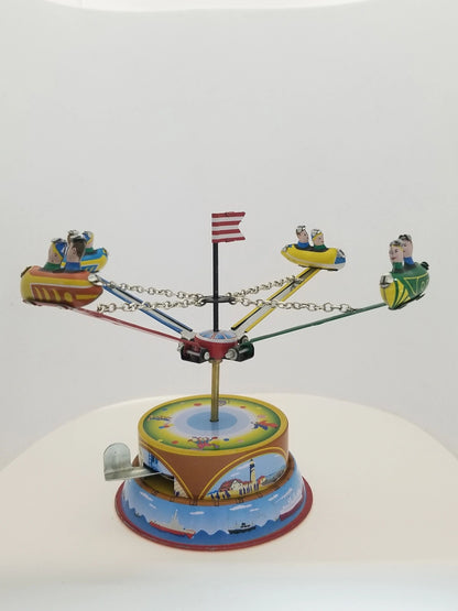 Tin Carnival Airplane Ride Wind-up Collector's Toy