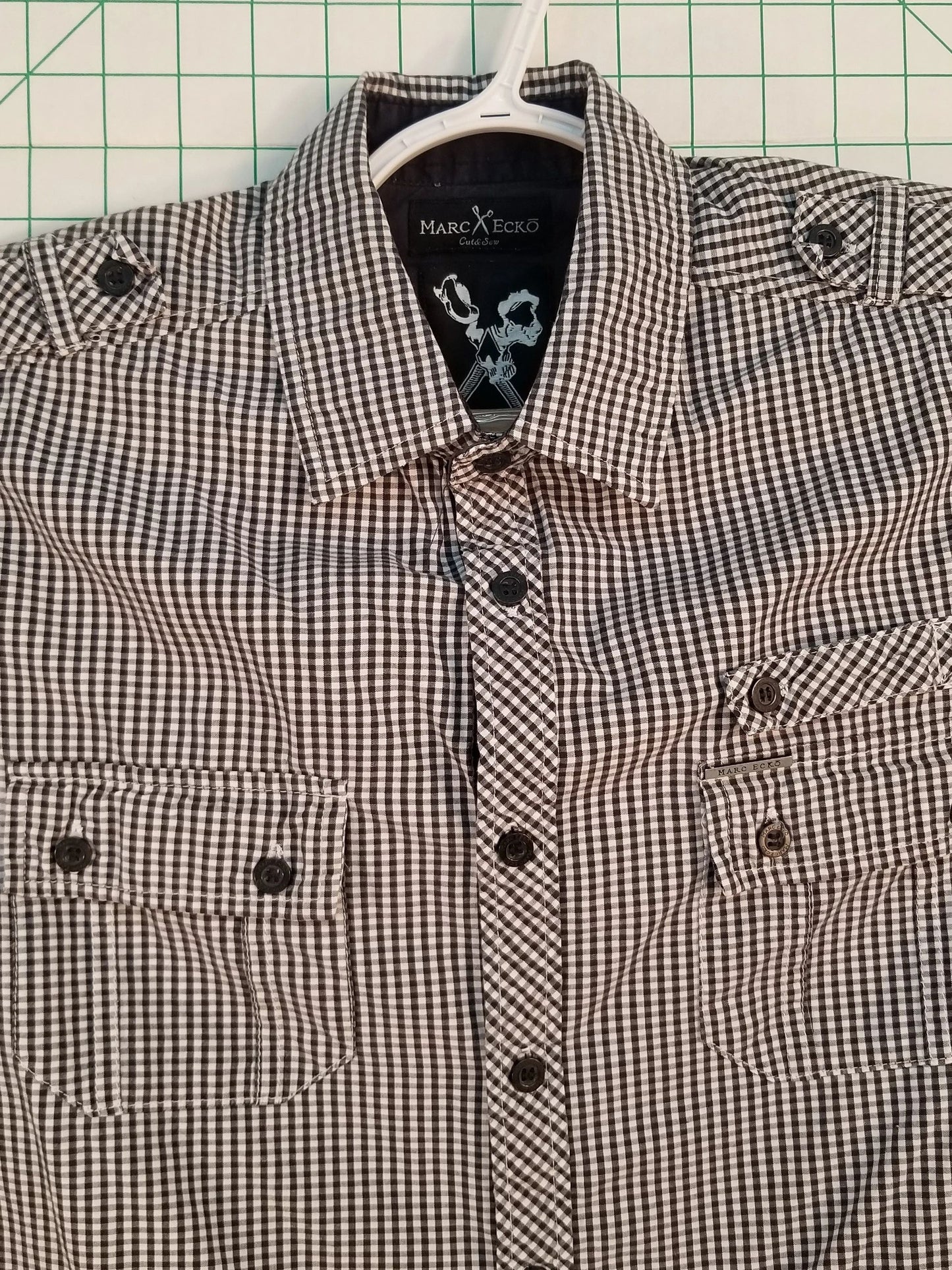 Marc Ecko Checker Print Short Sleeve Button Down