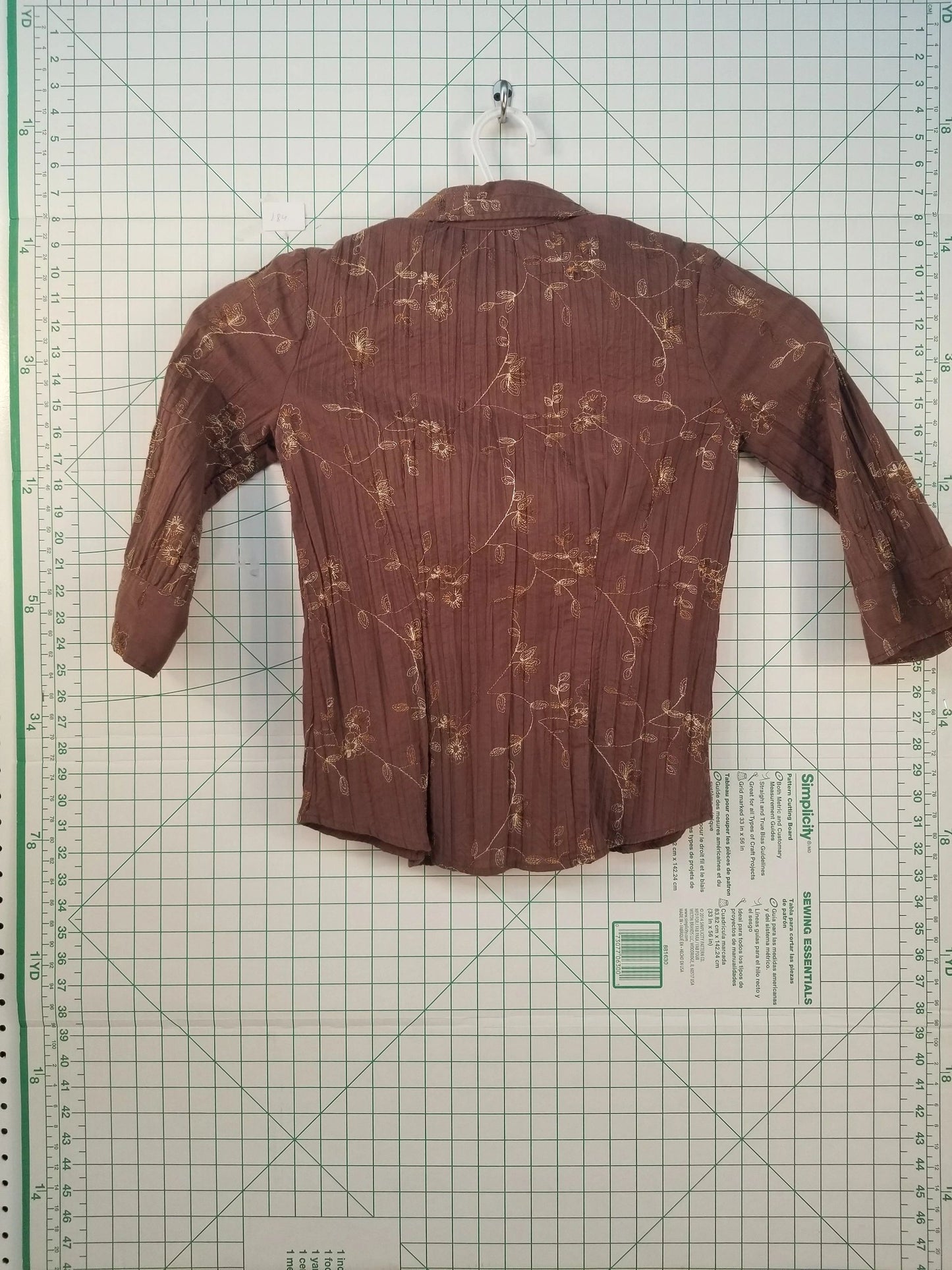 Lemon Grass Brown Long Sleeve Button Up