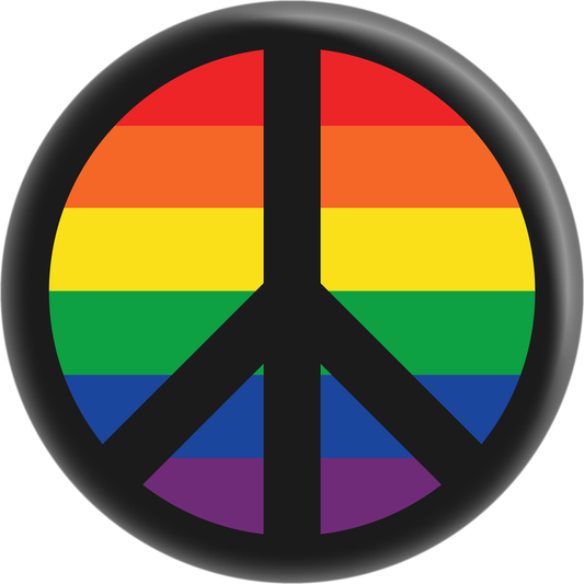 Square Deal Recordings & Supplies - Magnet - Peace Sign - 8 Color Options: Pride Rainbow / Black