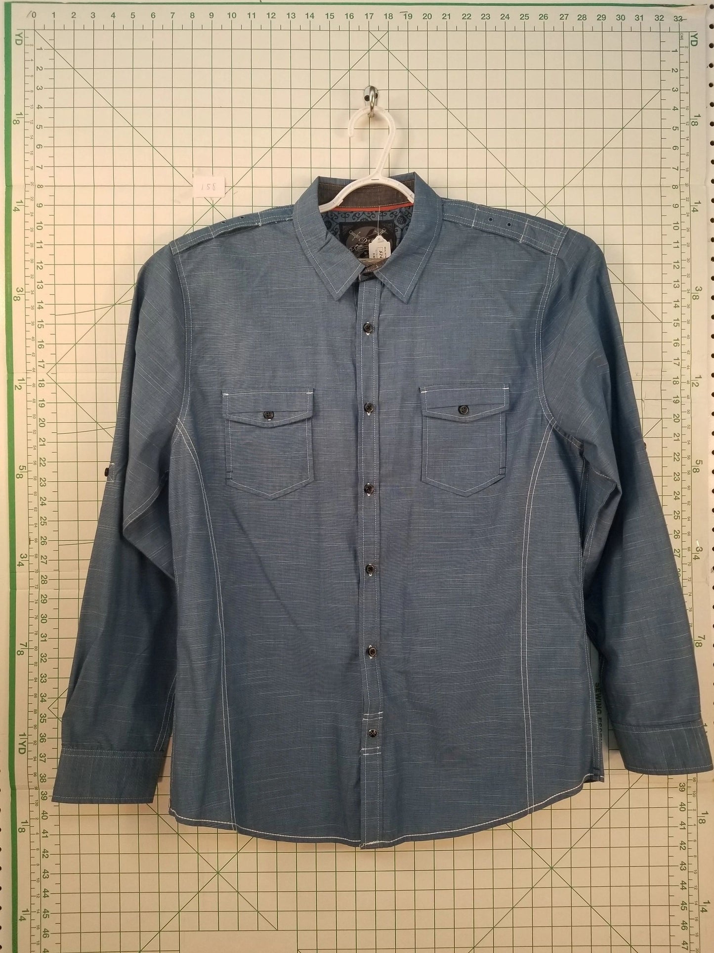 Drill Blue Long Sleeve Button Down Shirt