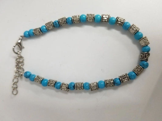 Blue Bead Charm Bracelet