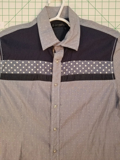 Smash Blue Cowboy-style Short Sleeve Button Down Large