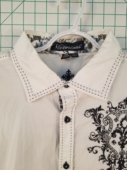 Victorious Embroidered White Button Up