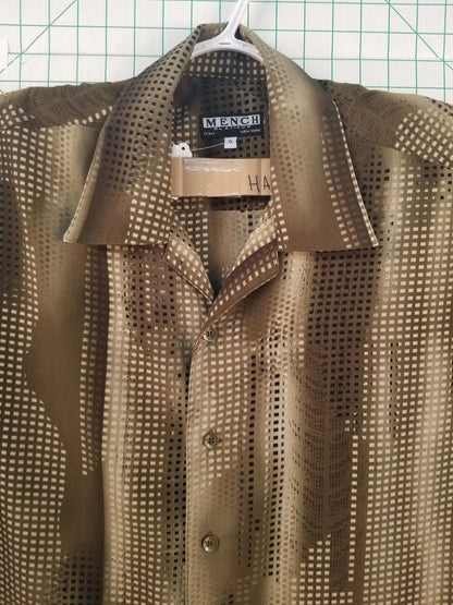 Mench Square Pattern Short Sleeve Button Down