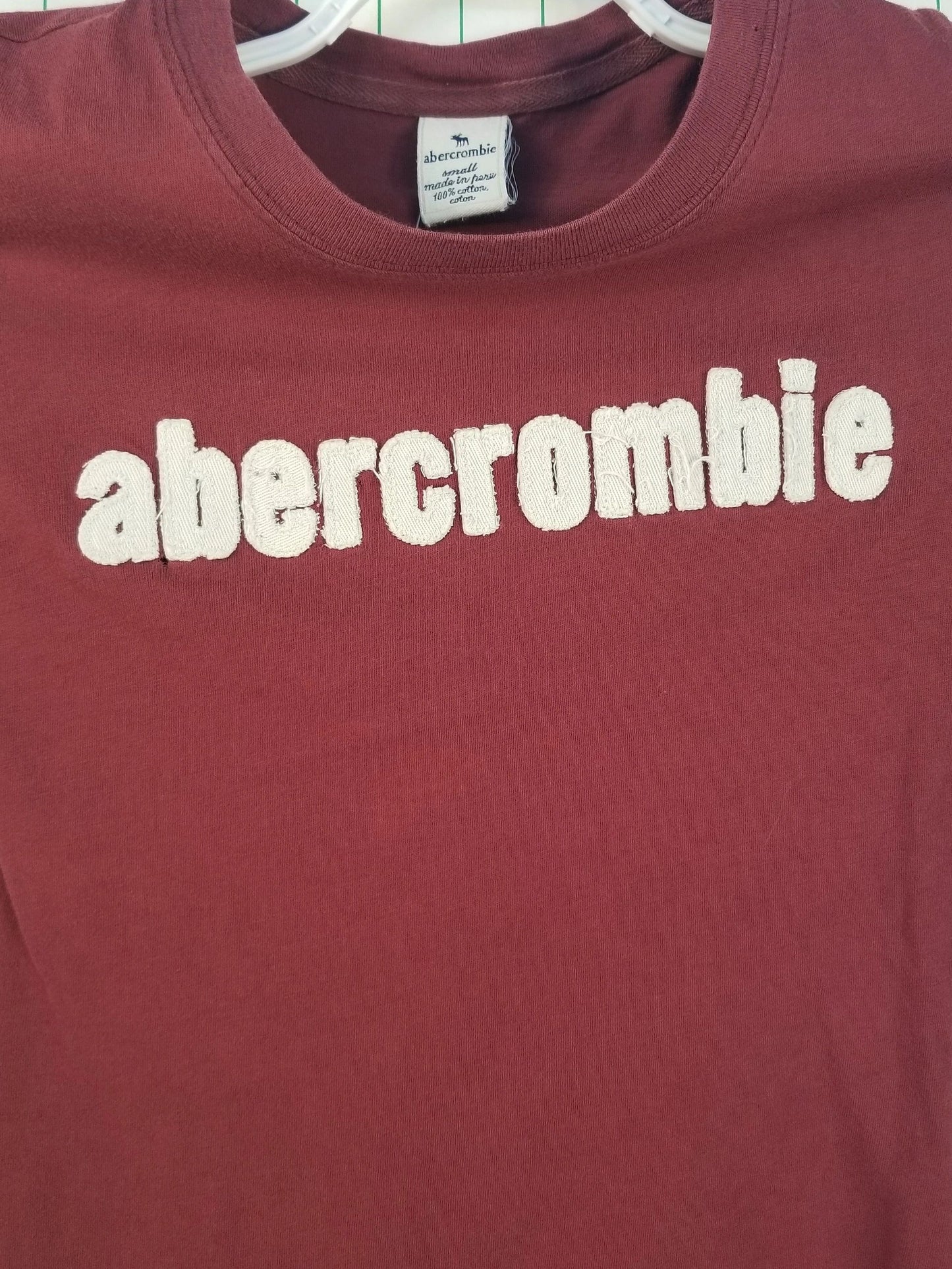 Abercrombie Red Embroidered Tee Small