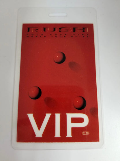 Rush Hold Your Fire World Tour 87-88 Backstage Pass