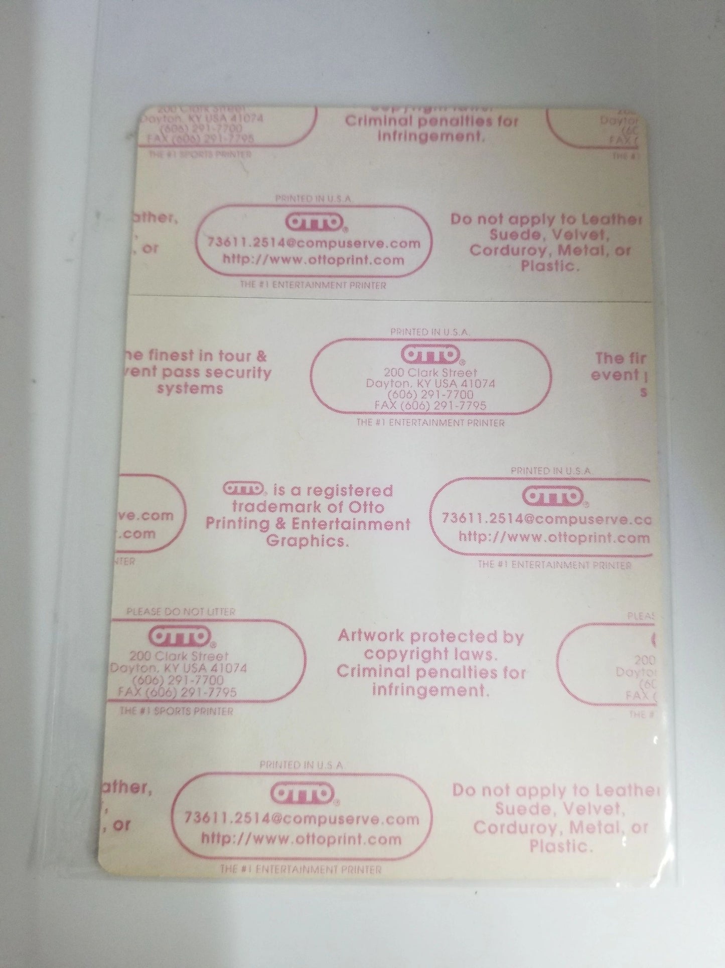 Van Halen World Tour 1998 Backstage Pass