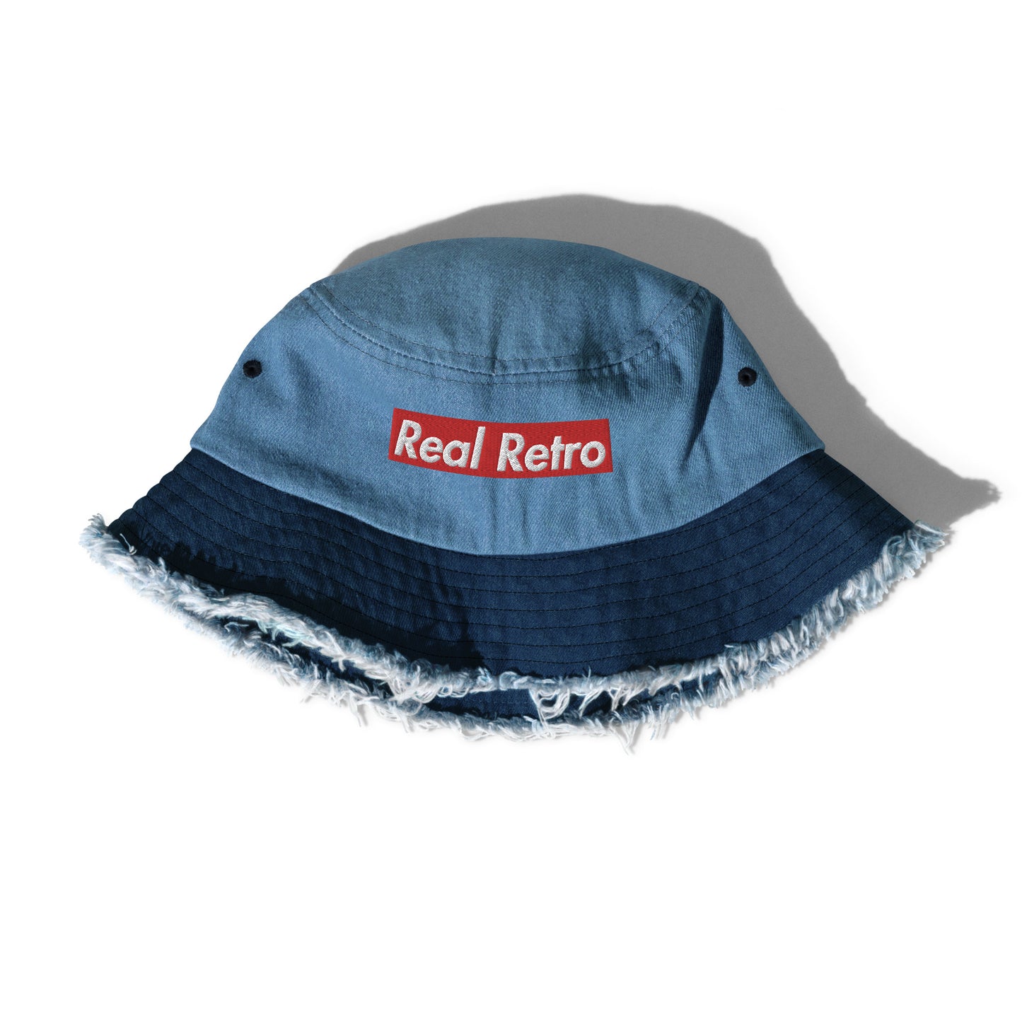 Real Retro Distressed denim bucket hat