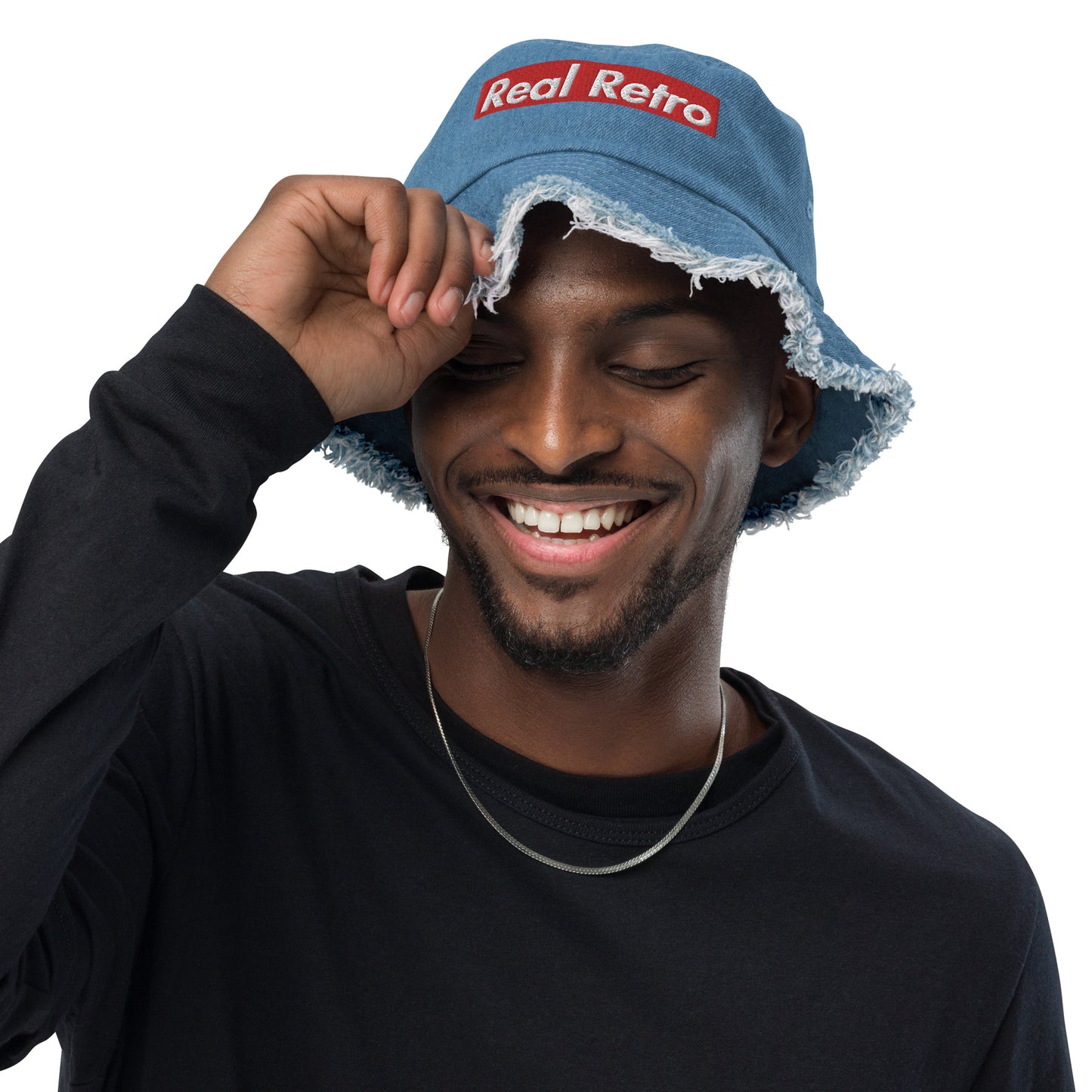 Real Retro Distressed denim bucket hat