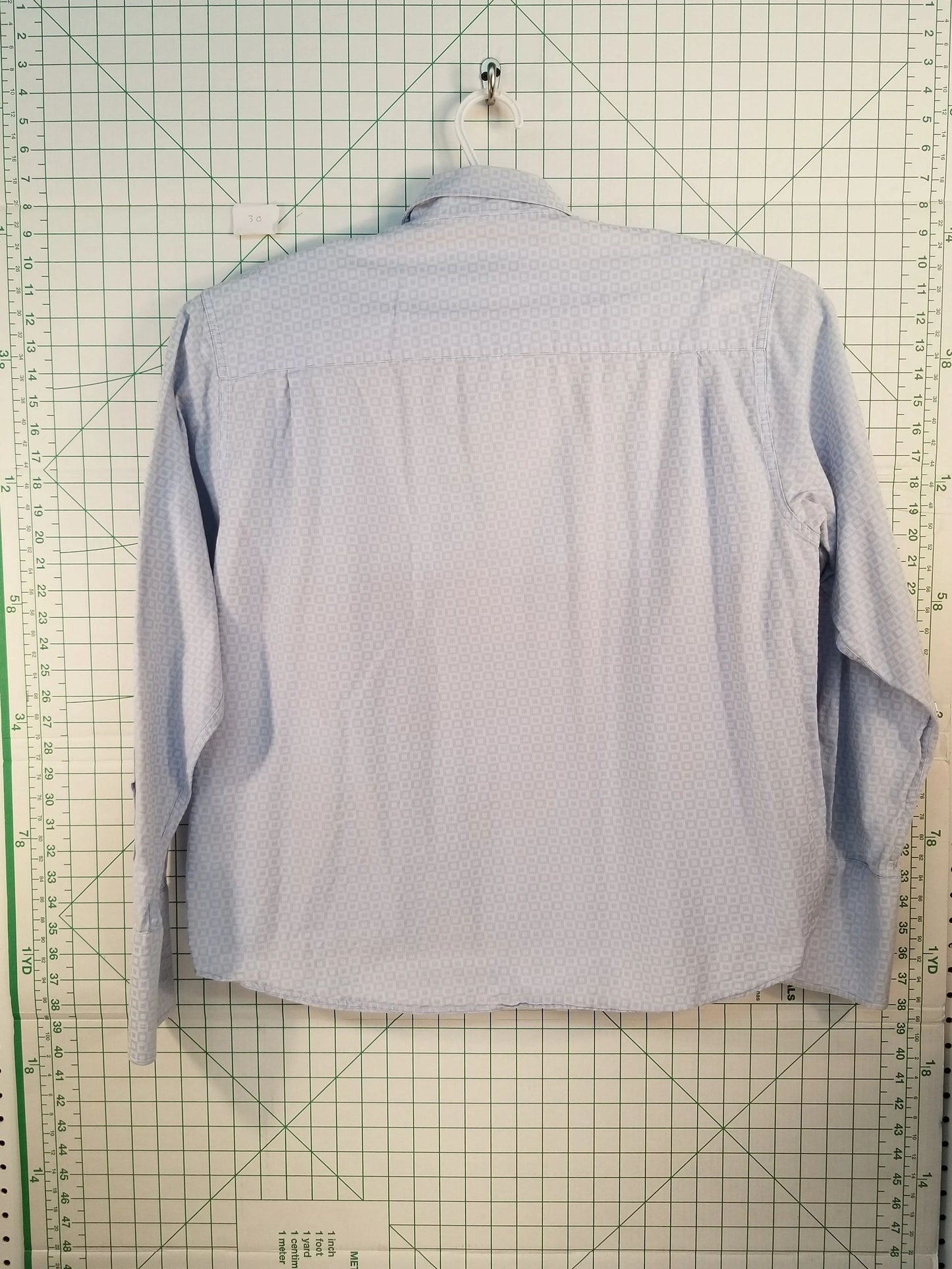 Emanuel Ungaro Blue Square Pattern Button Down Long Sleeve Shirt