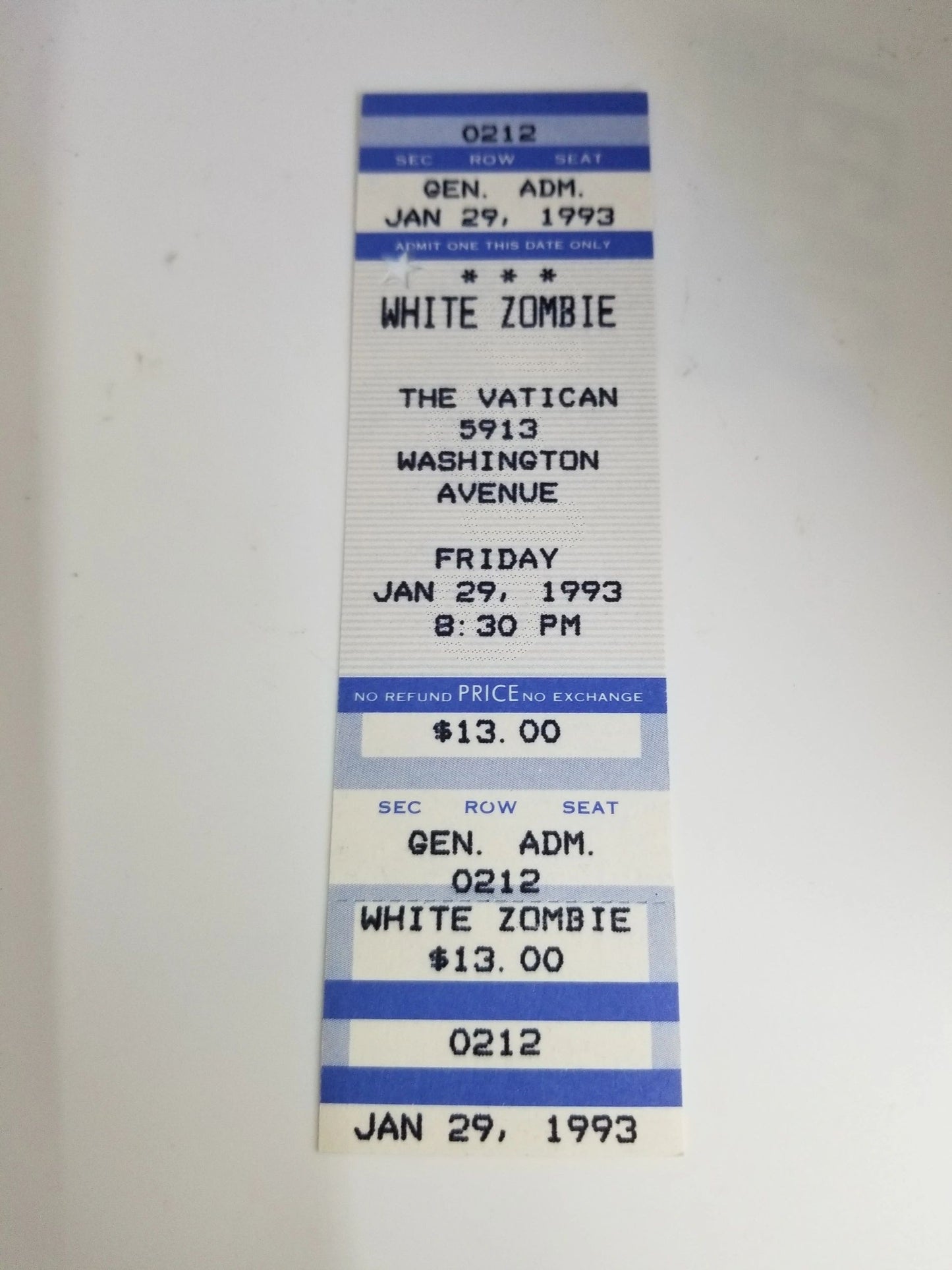 White Zombie Gen Admission 1993