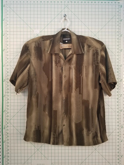 Mench Square Pattern Short Sleeve Button Down