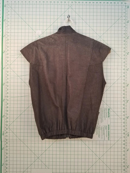 Carapace Brown Leather Zip-up Vest