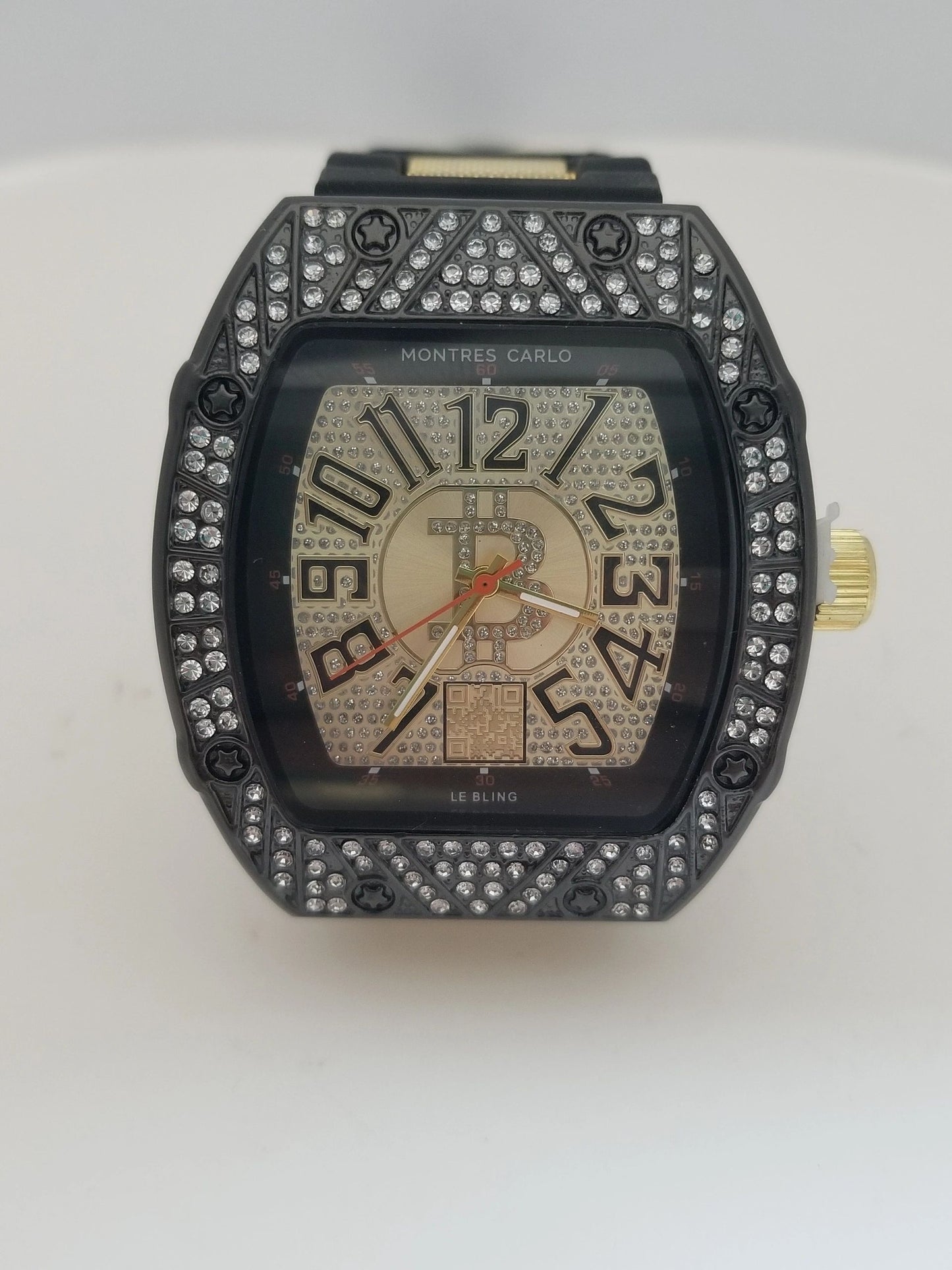 Montres Carlo Stainless Steel/Silicon Jewel Inset Wristwatch