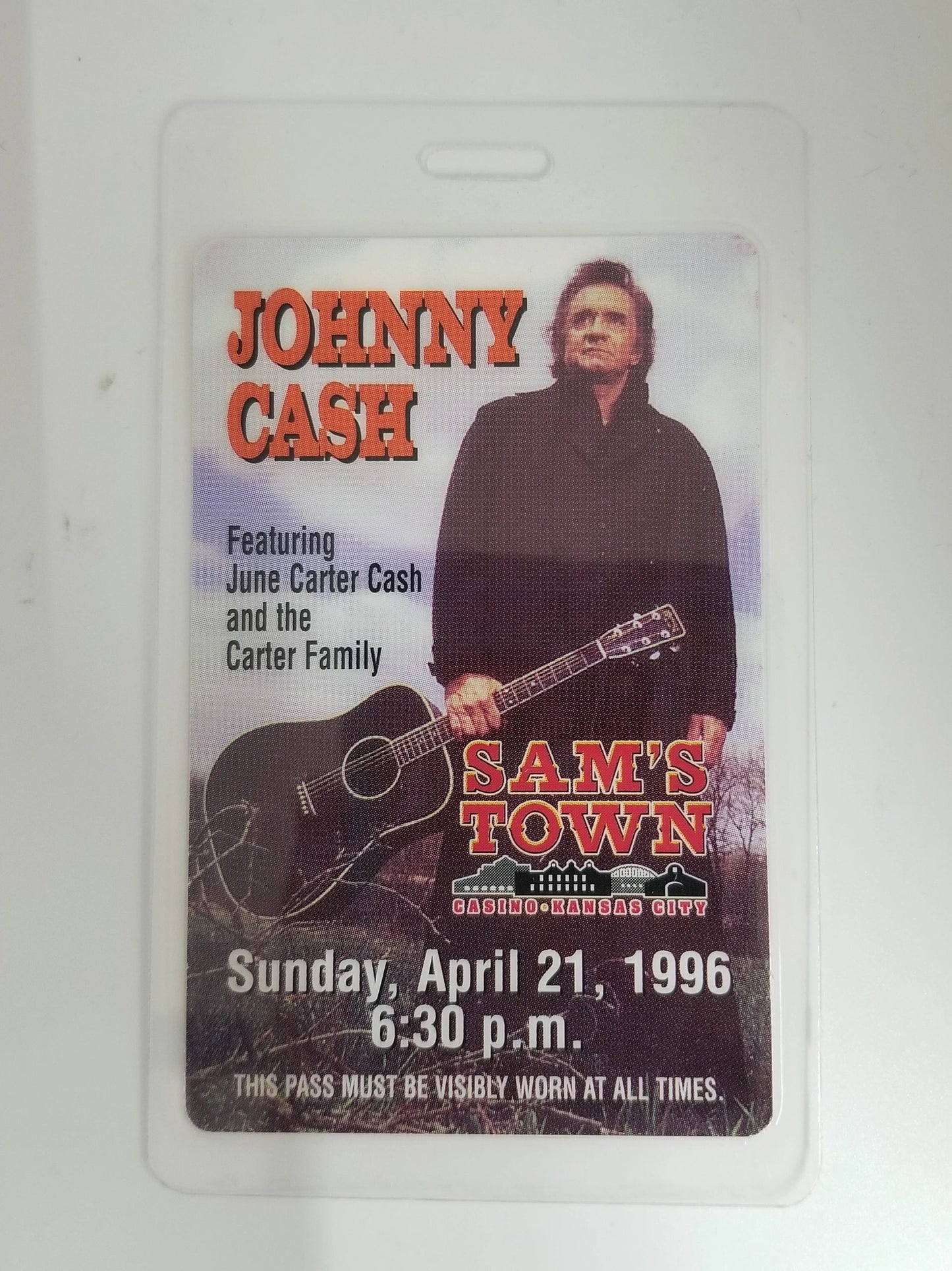 Johnny Cash "Sam's Town 1996" Backstage Pass