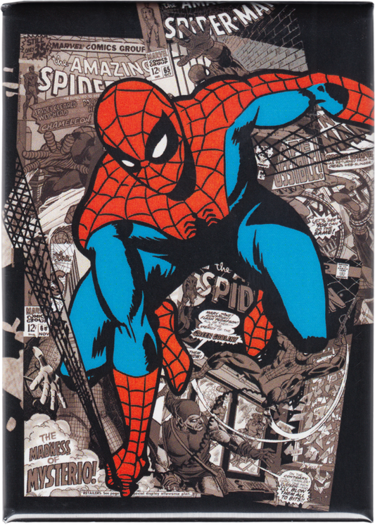 Square Deal Recordings & Supplies - Magnet - Spider-Man - On Comic Background